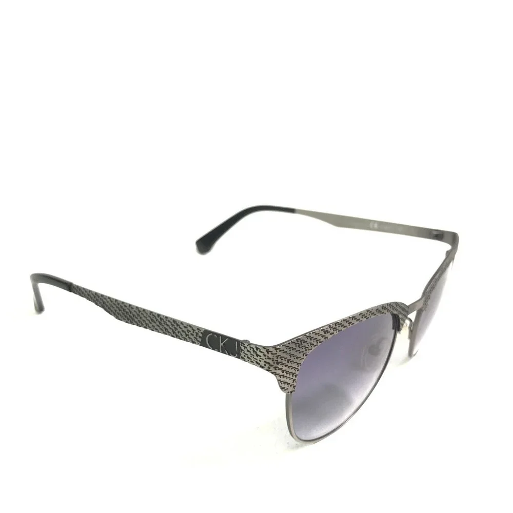 Calvin Klein Jeans Sunglasses CKJ114S 006 Gray Round Frames with Purple Lenses